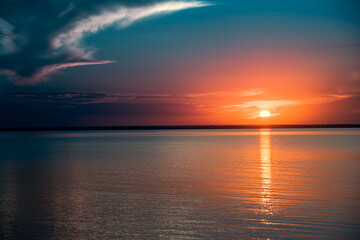 sunset on the amazon river in alter do chao