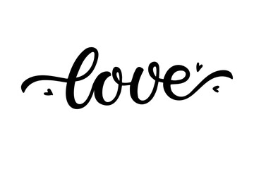Love text. Hand written lettering. Vector calligraphic phrase. Modern brush calligraphy isolated on white background. Love letters to valentines day or wedding design.