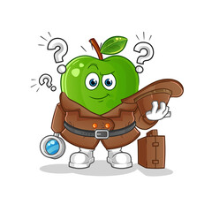 green apple detective vector. cartoon character