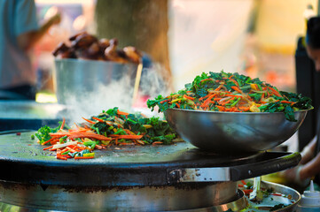 Mixed vegtables on a hot grill