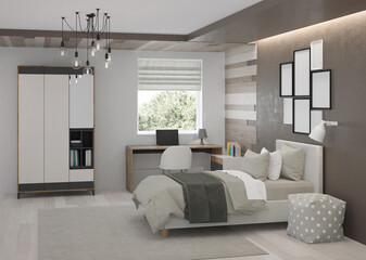 Modern nursery interior. 3D rendering.