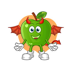 green apple demon with wings character. cartoon mascot vector