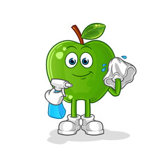 green apple cleaner vector. cartoon character