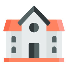 school building flat icon, school and education icon