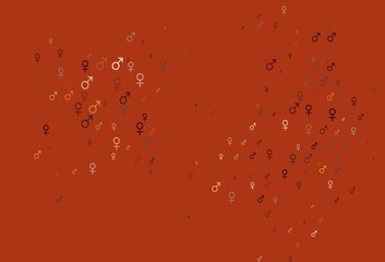 Light red vector pattern with gender elements.