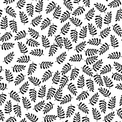Pattern with silhouette of leaves on white background