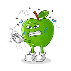 green apple swat the fly character. cartoon mascot vector