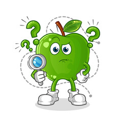green apple searching illustration. character vector
