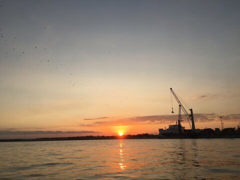 sunset at port 