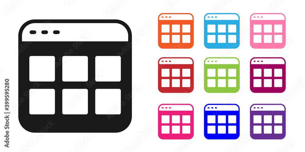 Poster black browser files icon isolated on white background. set icons colorful. vector.
