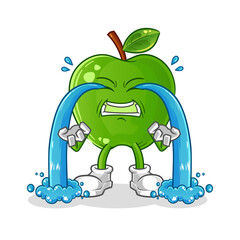 green apple crying illustration. character vector