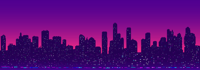 Plakat Futuristic cityscape night light