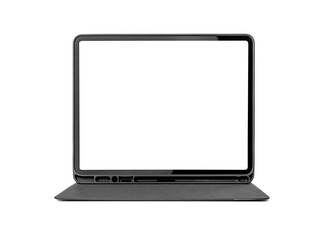 Tablet computer in a case isolated on a white background.