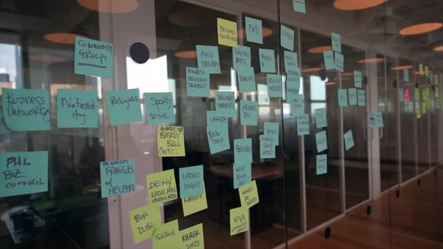 Post it notes in the startup office