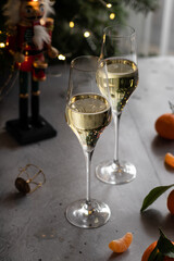 New Year Champagne with tangerines 