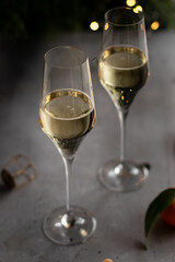 New Year Champagne with tangerines 