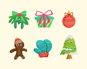 Christmas element hand drawn flat cartoon collection illustration
