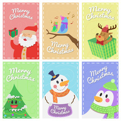 Cute christmas vertical banner ig stories hand drawn flat cartoon collection