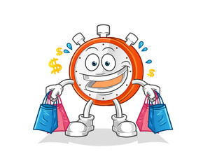 alarm clock shoping mascot. cartoon vector