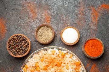 Half shot of cooking background on mixed color background