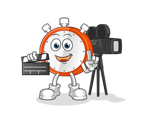 alarm clock director mascot. cartoon vector