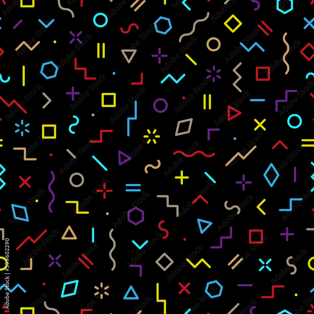 Poster memphis seamless pattern. abstract geometric background. multicolored geo design for every day print