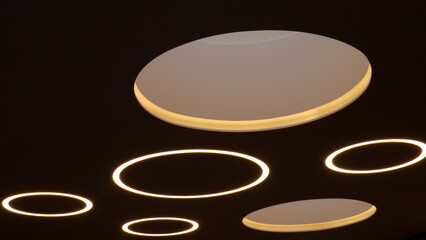 lighting design in house interior, ceiling lights in circular shapes