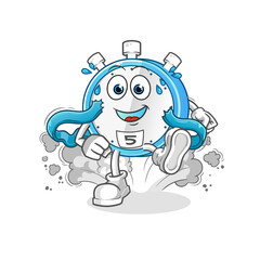 alarm clock runner character. cartoon mascot vector