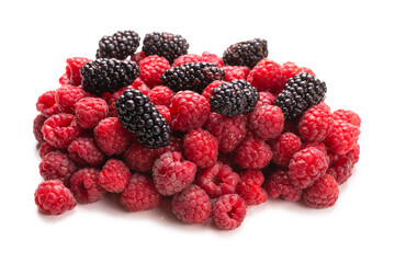Tasty raspberry and blackberry background.