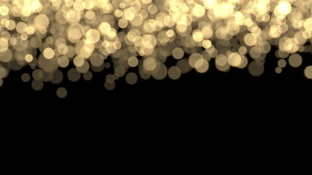 Golden Christmas lights falling out focus 3D graphic background.