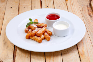 cottage cheese pastries with sour cream and jam
