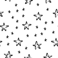 Hand drawn stars seamless texture pattern. Star doodles.