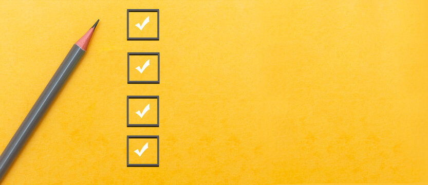 marking on checklist box. Checklist concept, copy space