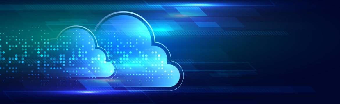 Cloud computing concept. Futuristic business network concept. Hi-tech cloud connection technology background.