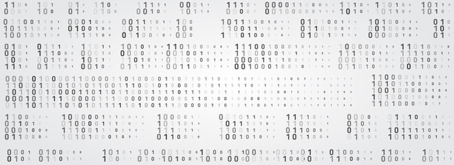 Abstract technology binary code. Random numbers 0 and 1 matrix style. Futuristic computer code vector background. Big Data concept.