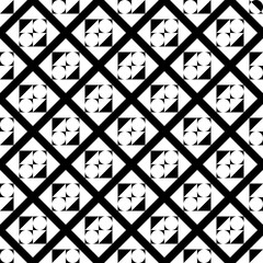 Naklejka premium Seamless pattern. Triangles, circles ornament. Tiles, polygons,figures background. Triangular shapes, rounds wallpaper. Digital paper, textile print, abstract backdrop.