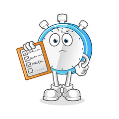 alarm clock schedule list vector. cartoon character