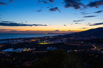 night view of the city and the sea
