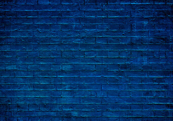 Blue brick texture wall background.