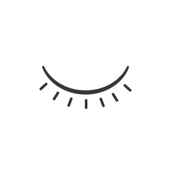 Closed eye icon. Makeup and eyelid symbol. Flat design. Stock - Vector illustration
