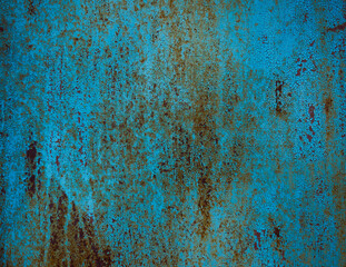 Turquoise rusty metal texture background.