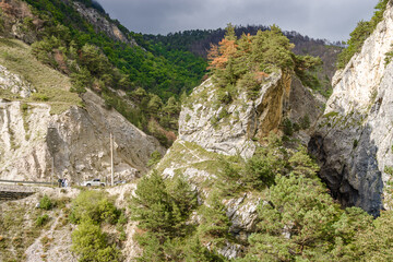 Cloudy view of mountains in North Osetia Alania, North Caucasus, Russia