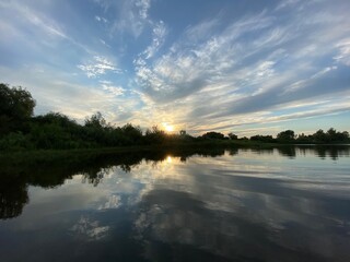 Fototapeta premium sunset over the river