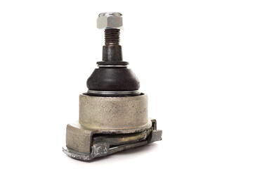 ball joint on white background, detail of car suspension, concept of repair in a car service