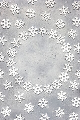 Christmas frame made of snowflakes