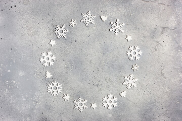 Christmas frame made of snowflakes