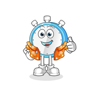 recommend clip art: alarm clock go on vacation character. cartoon mascot vector