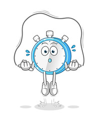 alarm clock jump rope exercise illustration. character vector