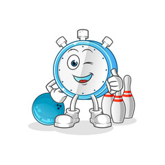 alarm clock play bowling illustration. character vector