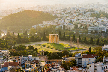The Zeus Temple view from Acropolis Hill in Athens